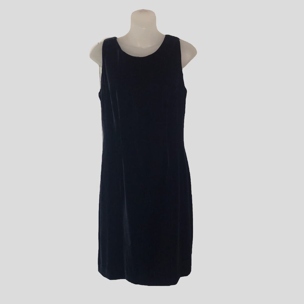 VTG Theomiles black velvet silk blend sleeveless cocktail dress size 6 - Picture 6 of 9
